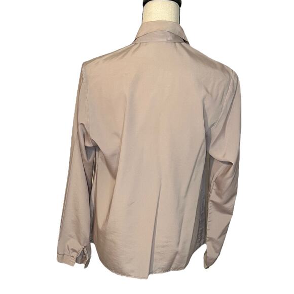 Vintage 70s Sears Fashion Place Beige Satin Touch Blouse with Bow Detail Size 12 - Picture 4 of 5